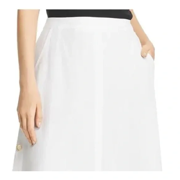 NWOT Nic + Zoe Women's Front Runner Linen Blend MIDI a Line Skirt White - Picture 4 of 5